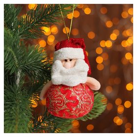 Мягкая игрушка-подвеска Дед Мороз и Снеговик в зелёном шарфе 