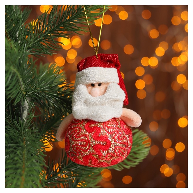 Мягкая игрушка-подвеска Дед Мороз и Снеговик в зелёном шарфе