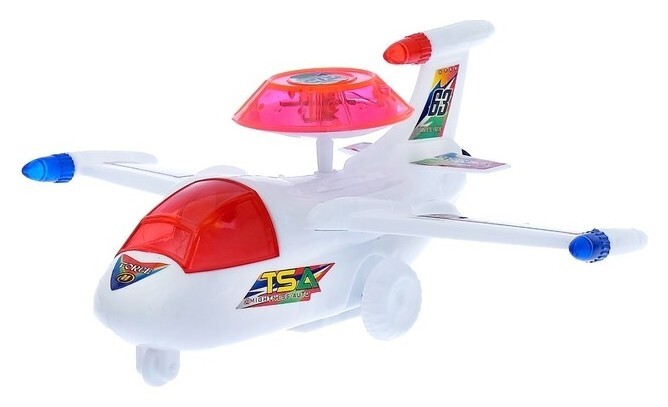 Игрушка заводная на верёвочке Самолёт световые эффекты   