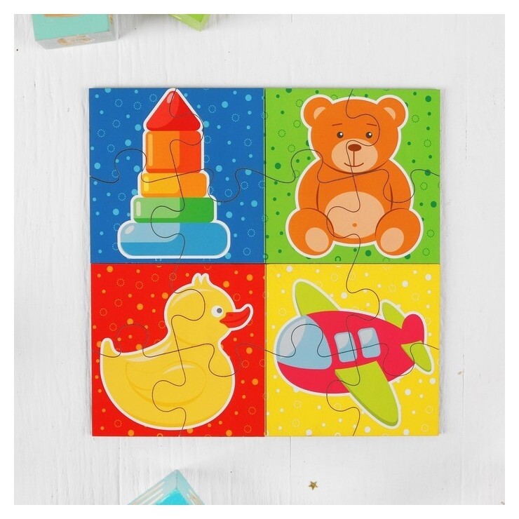 Набор пазлов для малышей Игрушки 4 картинки  Woodlandtoys