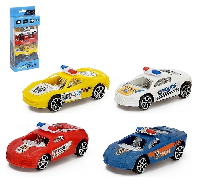 Машина инерционная «Полиция», набор 4 шт Автоград