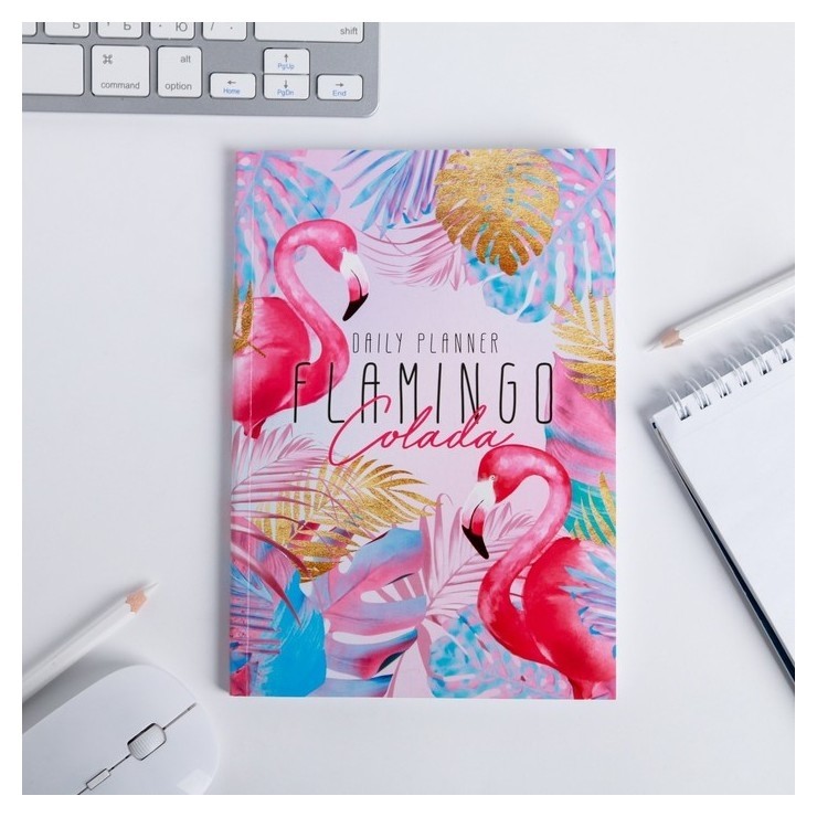 

Ежедневник в тонкой обложке Flamingo Colada, А5, 80 листов, Микс