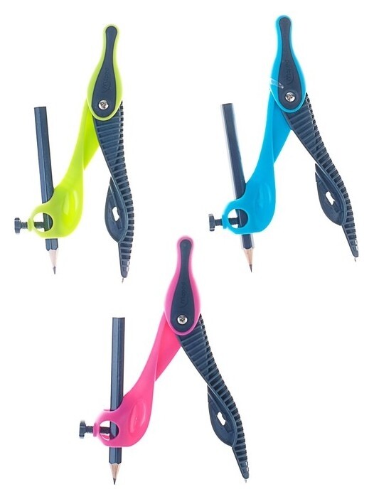 Циркуль пластиковый Kid'z, с универсальным держателем, карандаш в комплекте, с безопасной иглой   Maped