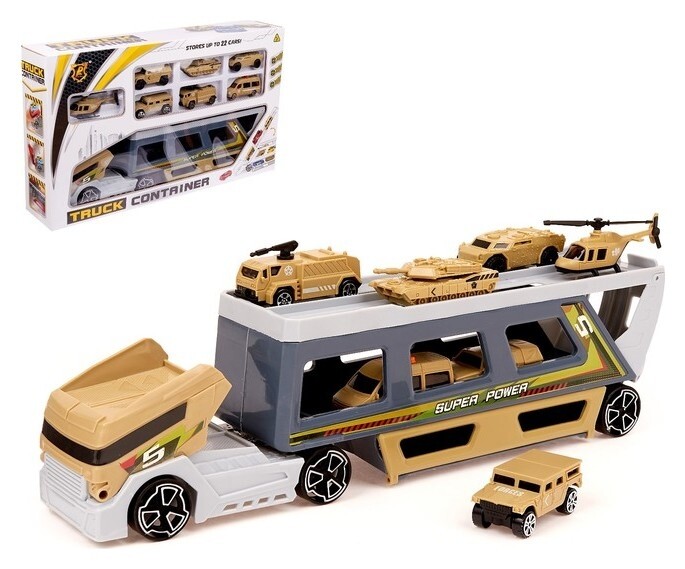 Машина-трансформер «Трейлер», 6 машин и вертолёт  