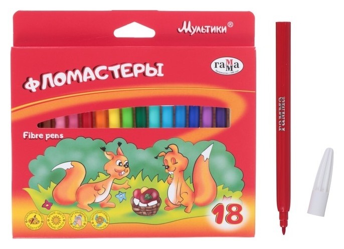 

Фломастеры Мультики, 18 цветов, Микс