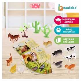 Набор животных с обучающими карточками Фермерское хозяйство, животные пластик, карточки Iq-zabiaka