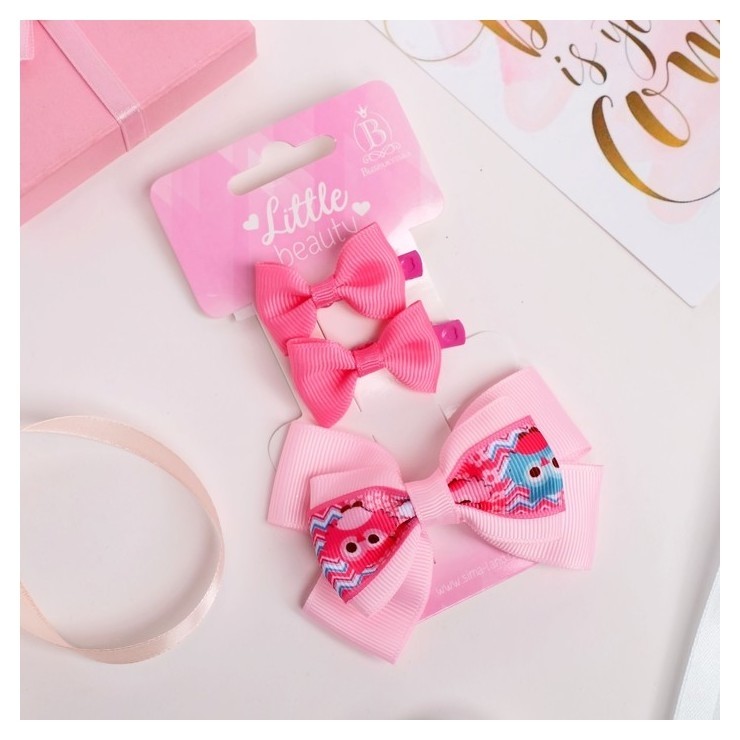 

Зажим для волос "Совушки", Розовый