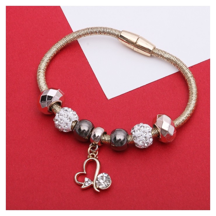 

Браслет "Марджери" на нити сердце с каплей, Белый