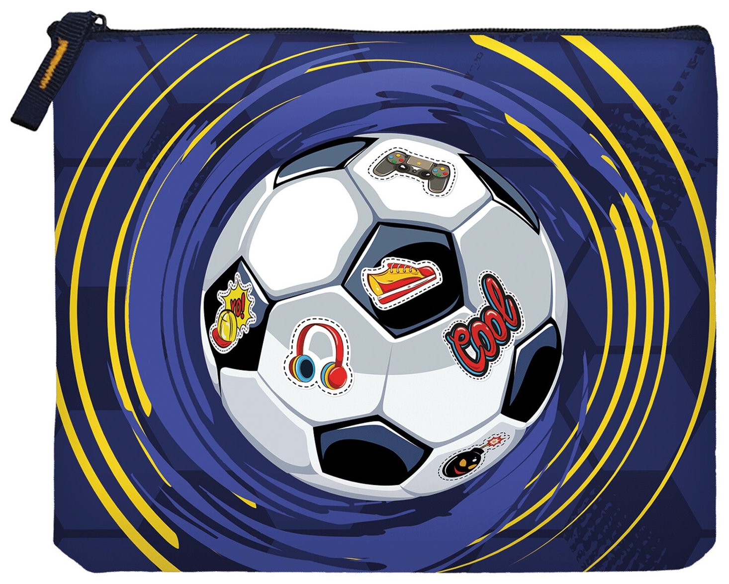 

Папка для тетрадей А5, 1 отделение, ткань, молния сверху, "Football"