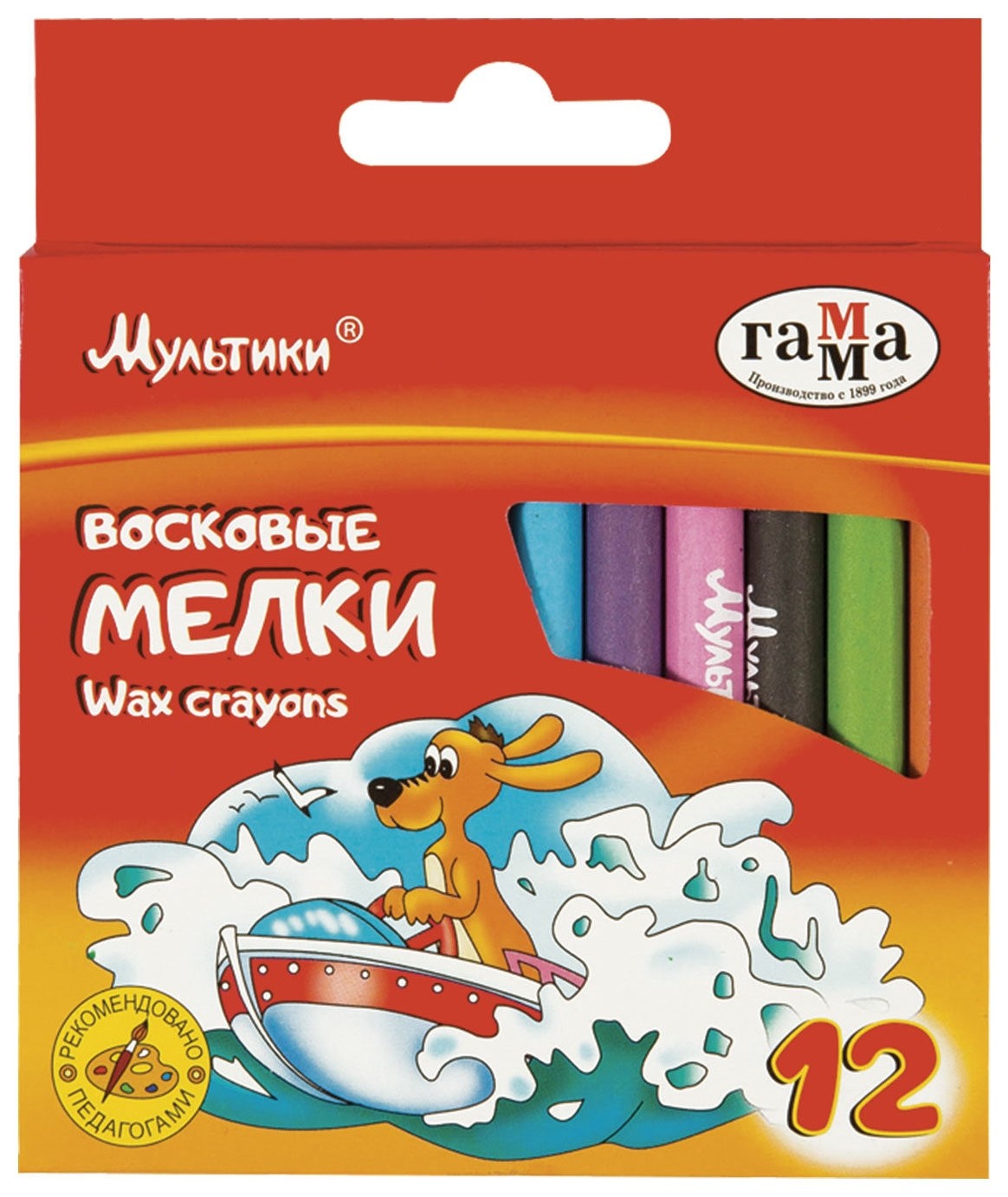 

Восковые мелки "Мультики", 12 цветов, 8х90 мм, круглые