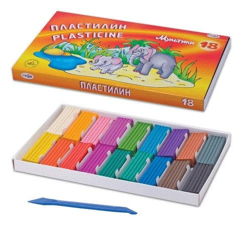 

Пластилин "Мультики", 18 цветов, со стеком