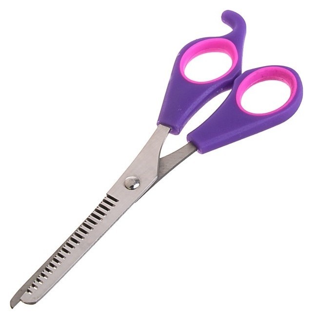 Ножницы для шерсти филировочные (односторонние), с прорезиненными ручками, микс цветов