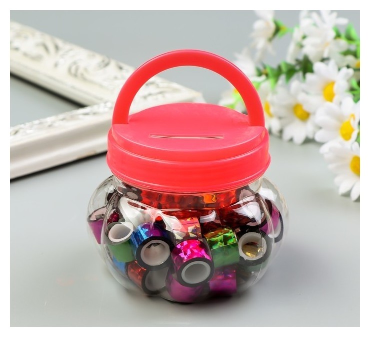 

Клейкая лента пластик в банке "Голография" (Набор 40 шт) 1,2смх2,8м ,5х8,5х8,5см, Разноцветный