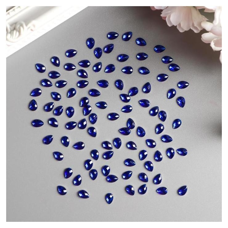 

Декор для творчества пластик "Стразы капельки. Индиго" набор 100 шт 0,6х0,4 см, Синий