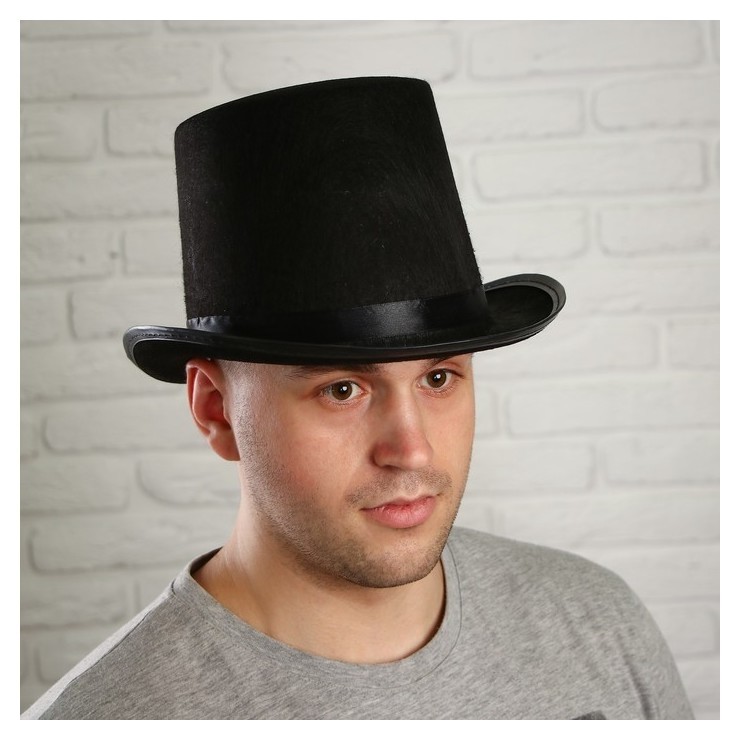 Карнавальная шляпка «Цилиндр», р-р 56-58, цвет чёрный