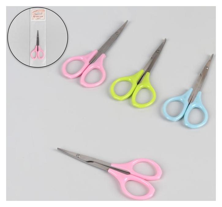 Ножницы маникюрные загнутые узкие с пластиковыми ручками