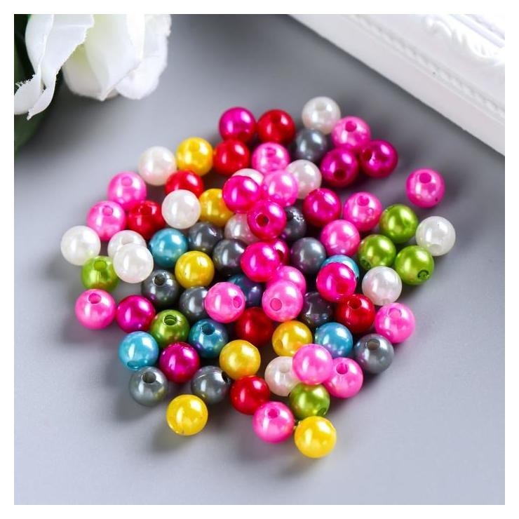 

Набор декоративных бусин для творчества "Жемчуг цветной" d=0,8 см 20 гр, Разноцветный
