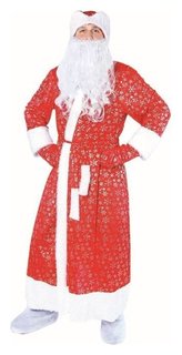 Карнавальный костюм "Дедушка Мороз", шуба с кудрявым мехом, шапка, варежки, борода, р-р 52-54, рост 185 см Страна Карнавалия