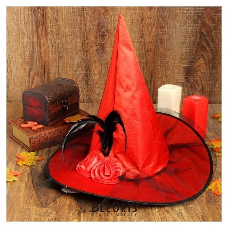 Карнавальная шляпа «Ведьмочка», с фатой, цвет красный Страна Карнавалия