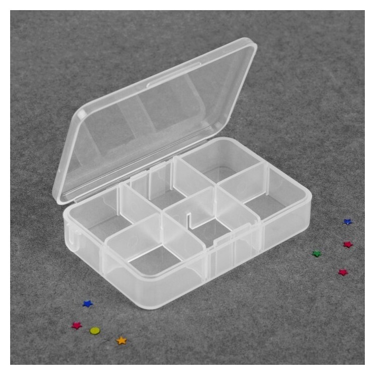 Контейнер для декора, 6 ячеек, 9 × 6 × 2 см, цвет прозрачный  Queen Fair