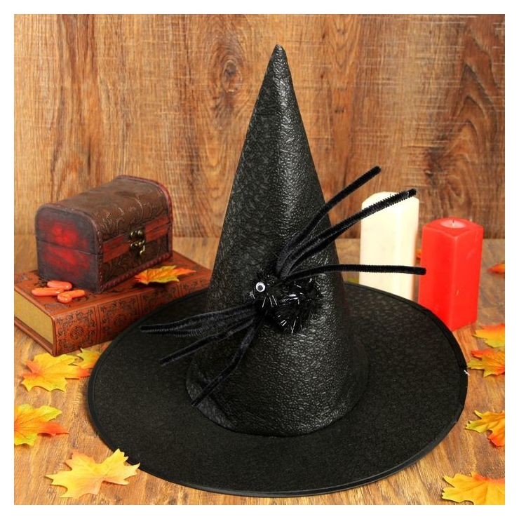 Карнавальная шляпа «Конус», с пауком, цвет чёрный
