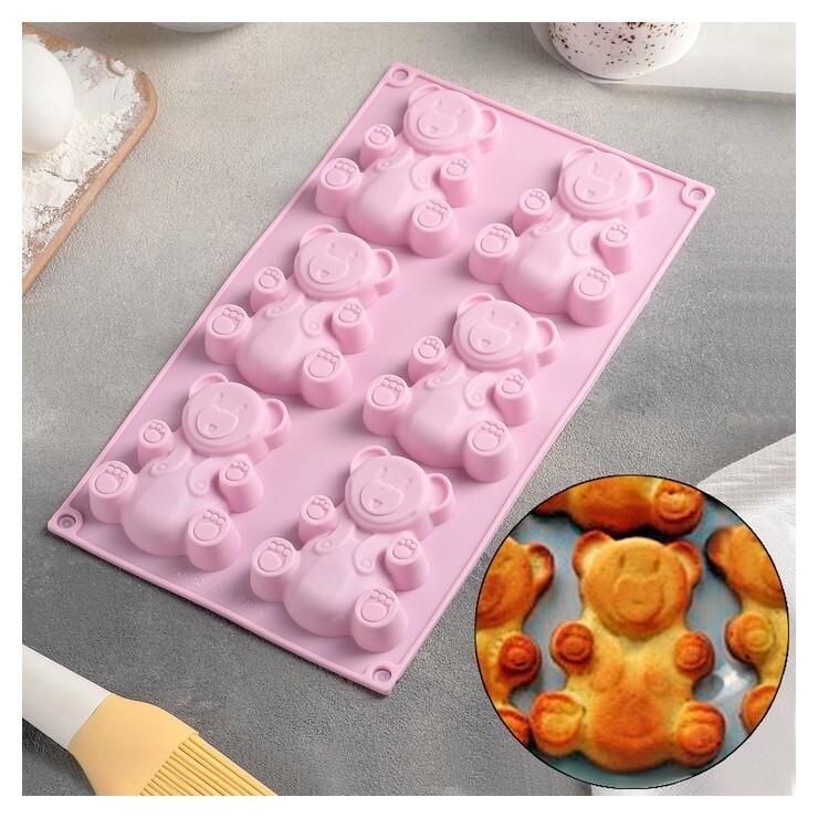 Форма для выпечки «Мишка», 28,5×17 см, 6 ячеек (8,5×6 см) отзывы