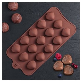 Форма для льда и шоколада «Ракушки», 15 ячеек, цвет шоколадный Доляна