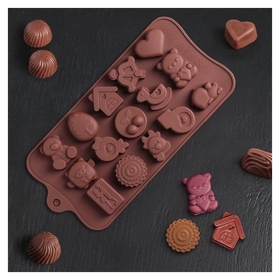 Форма для льда и шоколада «Счастье есть», 21×11×1,5 см, 15 ячеек Доляна