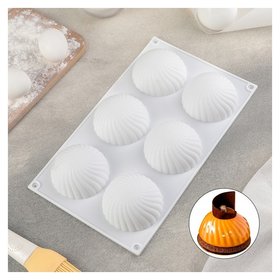 Форма для муссовых десертов и выпечки «Купол», 30×17,5 см, 6 ячеек (d=7,5 см), цвет белый Доляна
