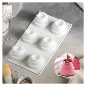 Форма для муссовых десертов и выпечки «Пирамиды», 30×17,5 см, 6 ячеек, цвет белый Доляна