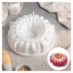 Форма для муссовых десертов и выпечки «Немецкий кекс», 19×5,5 см (внутренний d=17 см), цвет белый Доляна