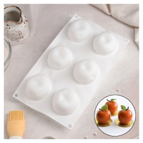 Форма для муссовых десертов и выпечки «Яблоко», 29×7 см, 6 ячеек, цвет белый Доляна