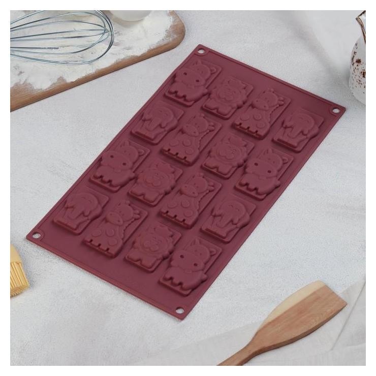 

Форма для льда и шоколада «Животные», 30х17,5х0,, 16 ячеек, цвет шоколадный, Микс