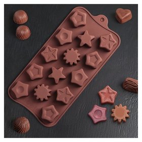 Форма для льда и шоколада «Звёзды», 14 ячеек Доляна