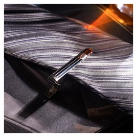 Зажим для галстука стальной "Классический" округлый с эмалью, цвет чёрный в серебре Queen Fair