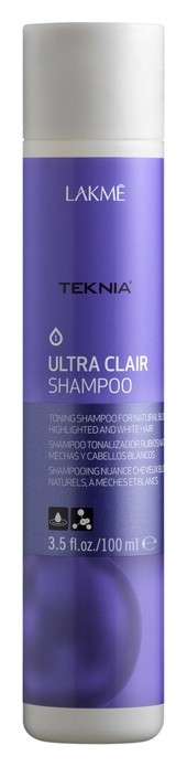 Тонирующий шампунь, для обесцвеченных, натуральных светлых и седых волос Teknia Ultra Clair Shampoo Lakme Teknia