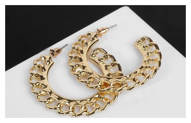 

Серьги-кольца "Цепи" плоские, цвет золото, Золотистый
