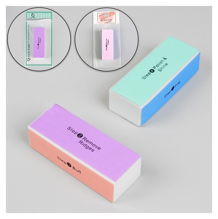 Баф для полировки ногтей, четырёхсторонний, 9 × 3,5 × 2,5 см  Queen Fair