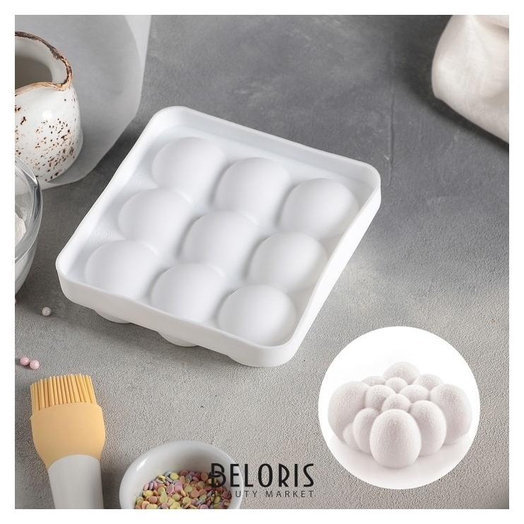 Форма для муссовых десертов и выпечки «Сладкие шарики», 14,8×4,1 см, цвет белый Доляна