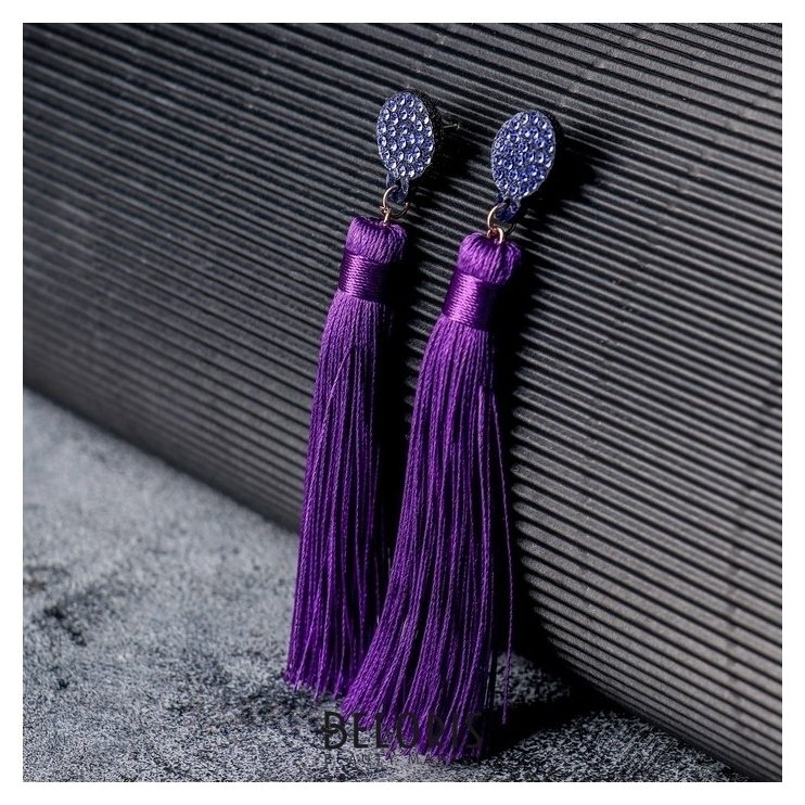 Серьги Кисти гармония, цвет фиолетовый, L кисти 8,5 см Queen fair