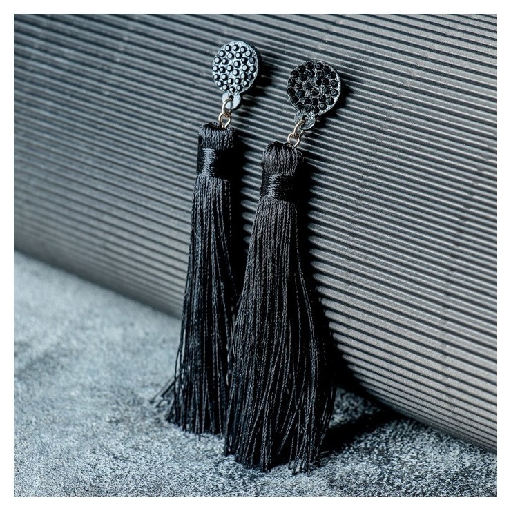 

Серьги "Кисти" гармония, цвет чёрный, L кисти 8,5 см