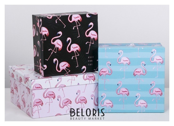 Набор подарочных коробок 3 в 1 «Фламинго», 18 × 18 × 10‒22 × 22 × 12 см Дарите счастье