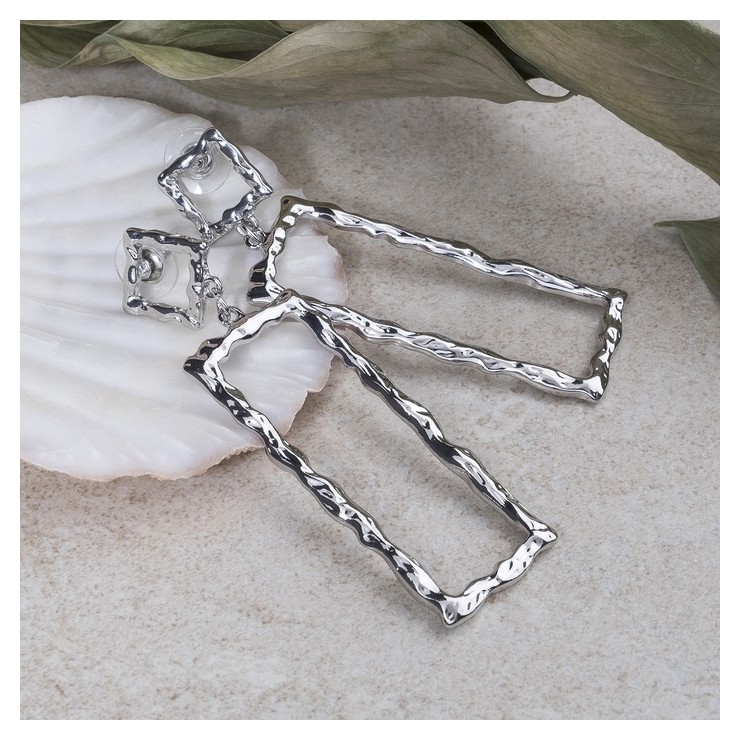 

Серьги висячие "Фэнтази", цвет серебро, Серебристый