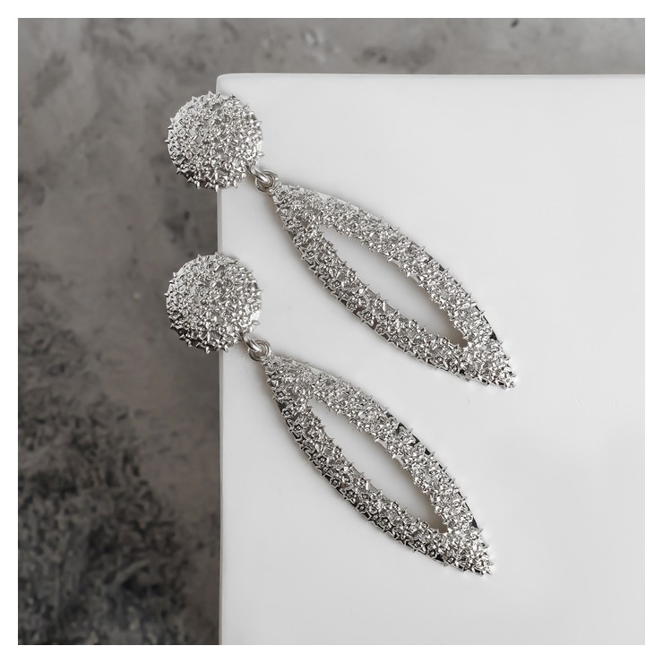 

Серьги металл "Карибы" узкая капля, цвет серебро, Серебристый