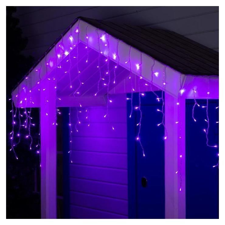 

Гирлянда "Бахрома" 4 х 0.6 м, Ip44, прозрачная нить, 180 Led, свечение фиолетовое, 8 режимов, 220 В