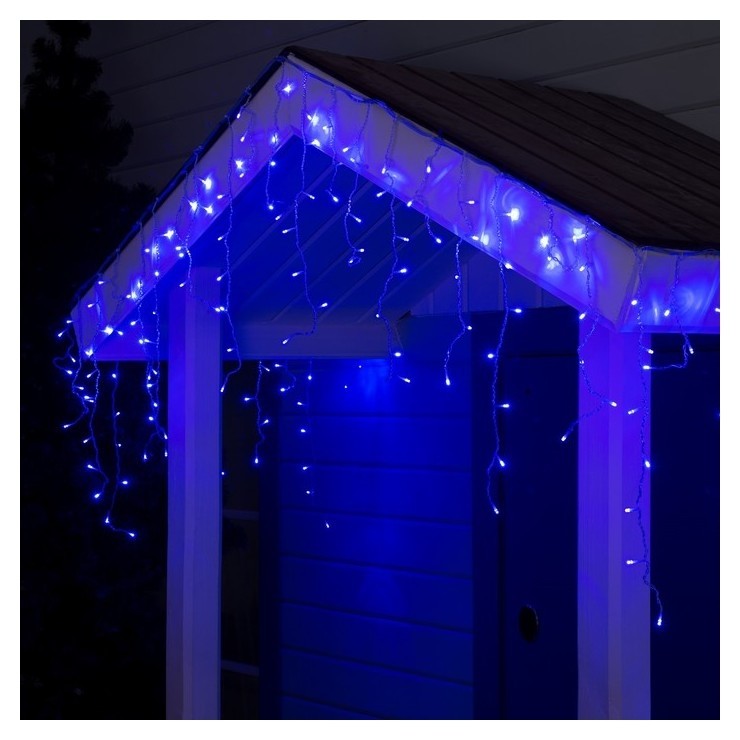 

Гирлянда "Бахрома" 3 х 0.6 м, Ip44, прозрачная нить, 160 Led, свечение синее, 220 В