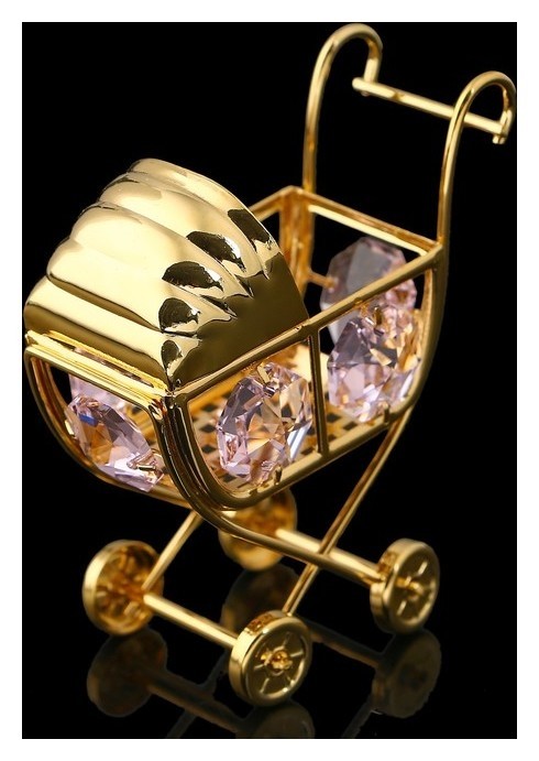 Сувенир Детская коляска, 6х3х6 см, с кристаллами сваровски