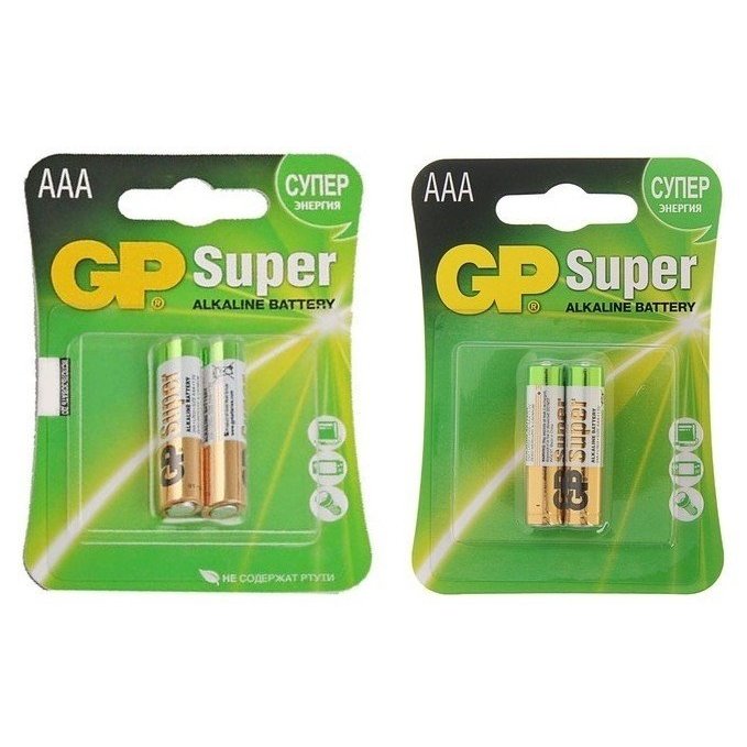 Батарейка алкалиновая GP Super, Aaa, Lr03-2bl, 1.5в, блистер, 2 шт.