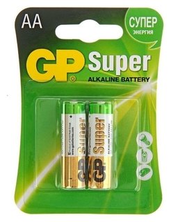 Батарейка алкалиновая GP Super, AA, Lr6-2bl, 1.5в, блистер, 2 шт. GР