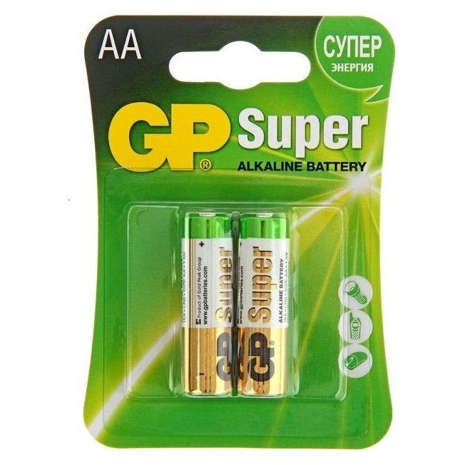 Батарейка алкалиновая GP Super, AA, Lr6-2bl, 1.5в, блистер, 2 шт.